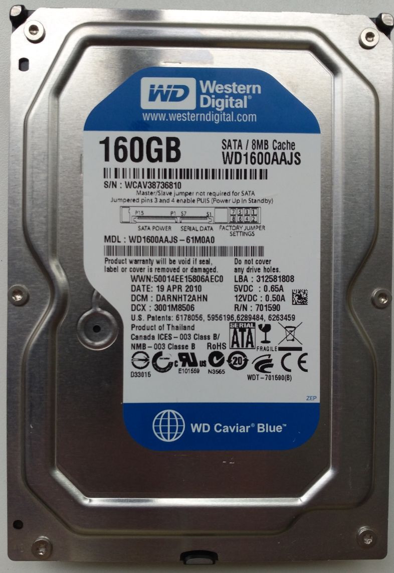 HDD SATA/300 3.5" 160GB / Western Digital Caviar Blue (WD1600AAJS)